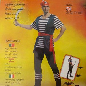 Northern Europe Pirate Halloween Costume One Size Shirt Pants Scarf Waist Sash